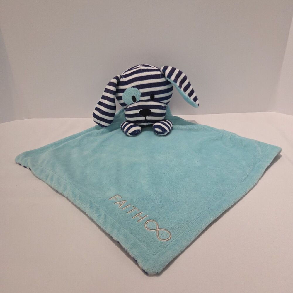 13” square Poetic Plush Dog Security Blanket Bella Tunno Blue Baby Lovey Faith